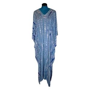 MaLa Handworks Kaftan Boho Everyday Cover Up Dress O/S Sage, Tan, Violet Tie Dye
